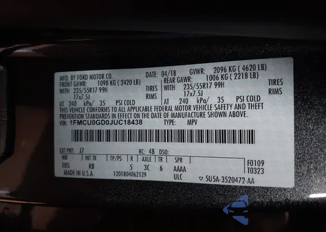 2018 Ford Escape Se from USA, damaged, VIN 1FMCU0GD0JUC18438